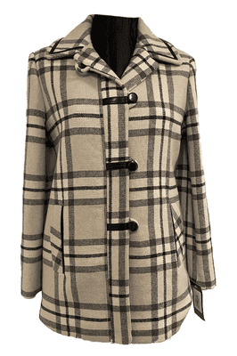 Womens White Check Leatherette Trim Jacket K927