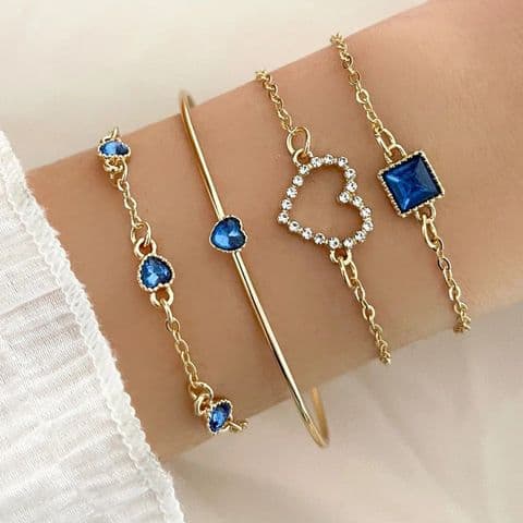 4 Stacking Bracelets with Blue stones  £14.99