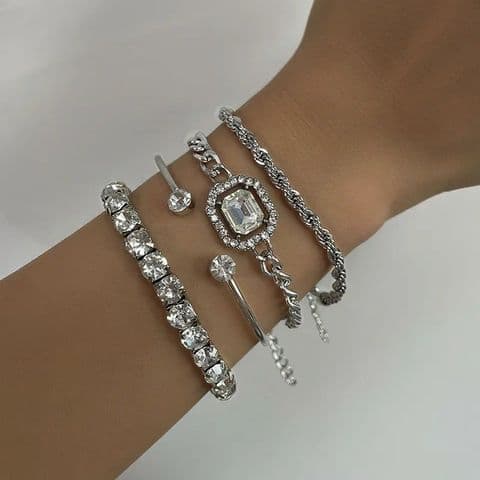 4 Stacking Bracelets with clear Diamonte £14.99