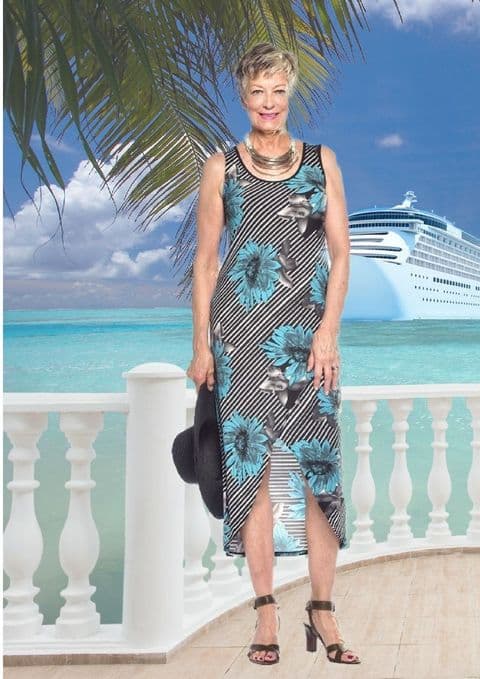 A Rapz - Large Flower Dress Blue