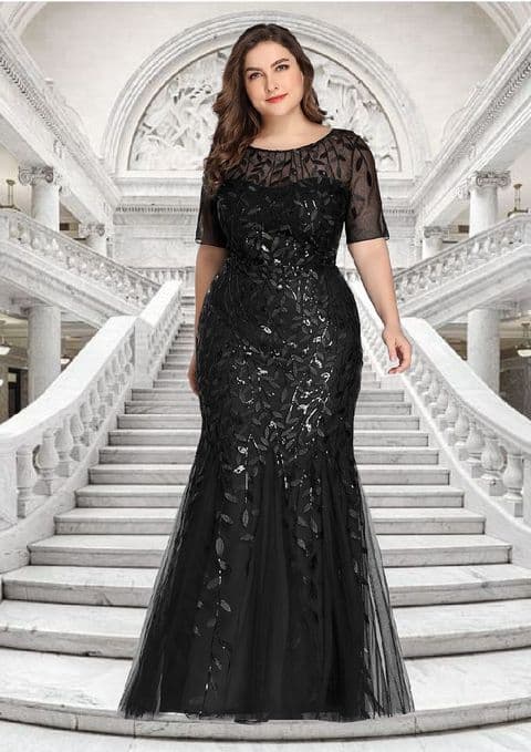 AE - Black Sequin Leaves Dress