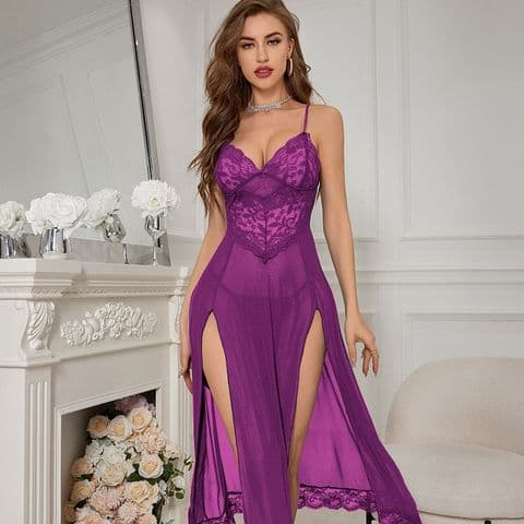AE - Long lace Nightdress Purple