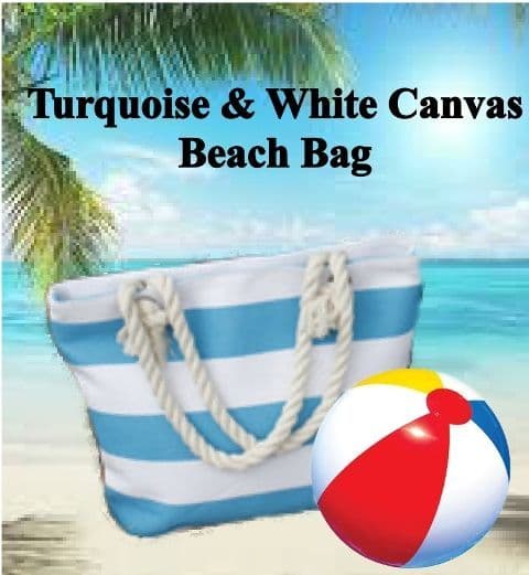 B&S - Striped Beach Bag Turquoise