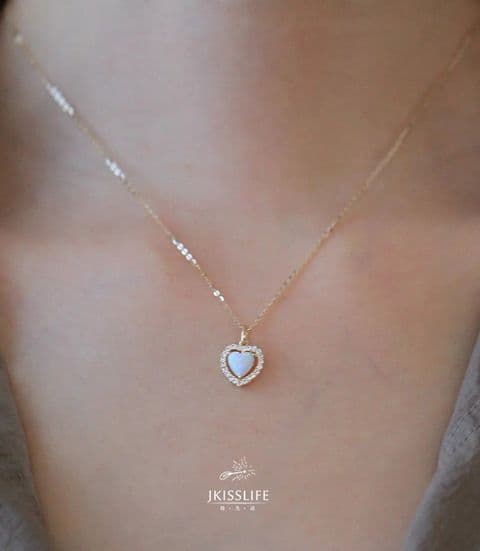 BandS - 14K Gold Plated  Vintage Opal Heart Pendant  £29.95