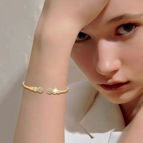 BandS -  18K Gold Plated Diamond Open Bangle £39.95