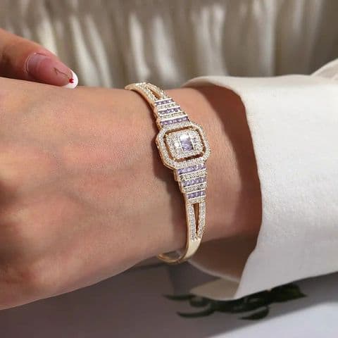 BandS - 18k Gold plated Geometric Artificial Gemstone Bangle £14.99