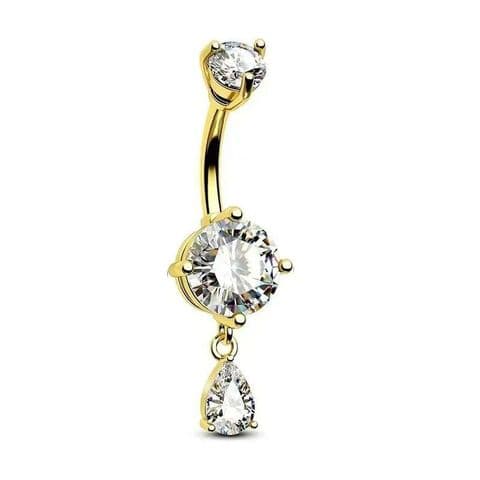 BandS - 4-Claw Zircon Belly Bar £14.99