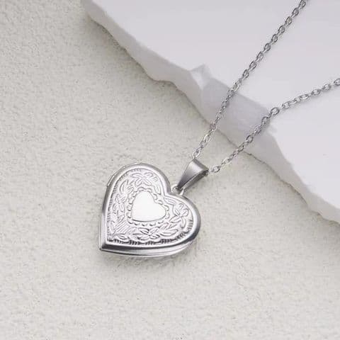 BandS - 925 Silver Plated Heart Shape Locket Pendant £14.99