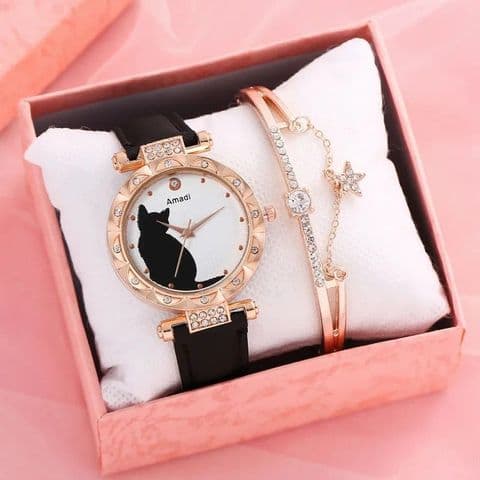 BandS - Black Cat Watch & Bangle Boxed £29.95