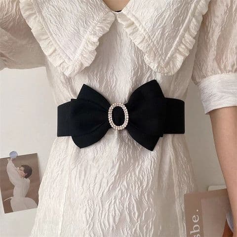 BandS - Black Sweet Bow Knot Cloth Elastic Belt £14.99