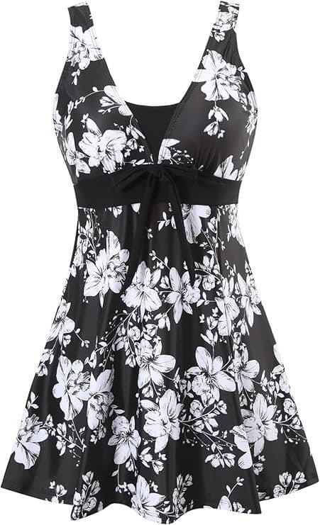 BandS - Black & White Flower Swimdress