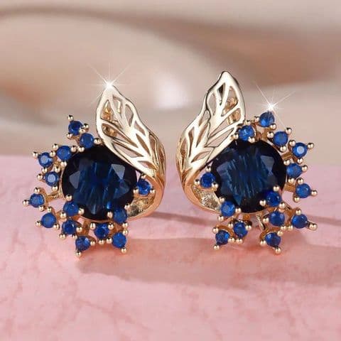 BandS - Blue Round Flower Zircon Earrings £14.99