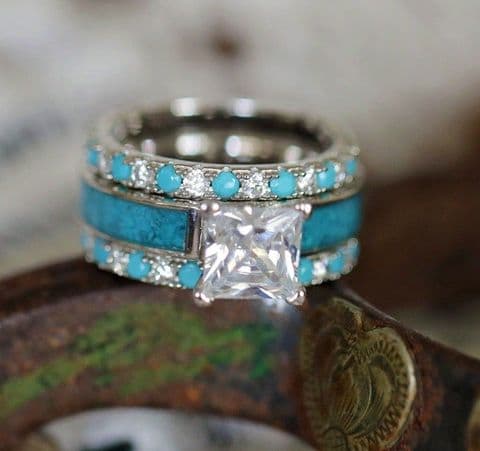 BandS - Bohemian Geometric Turquoise Ring. £14.99