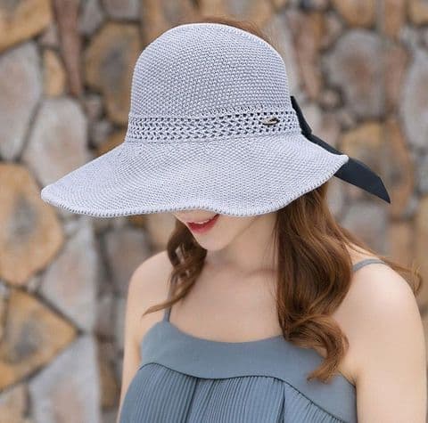 BandS - Bowknot Big Eaves Sun Hat Grey