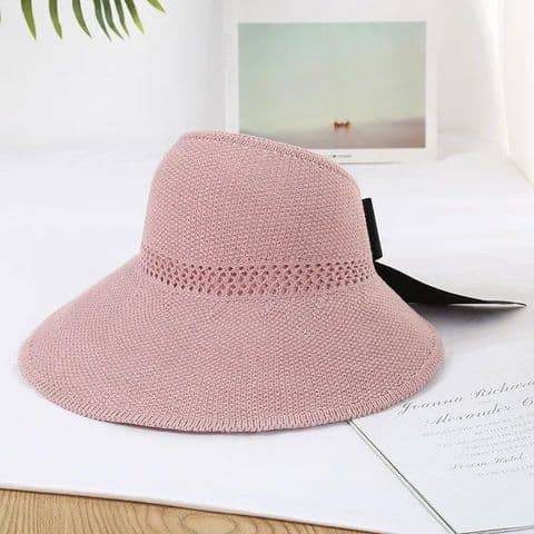 BandS - Bowknot Big Eaves Sun Hat Pink