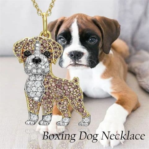 BandS - Boxer Dog Diamonte Necklace  £14.99