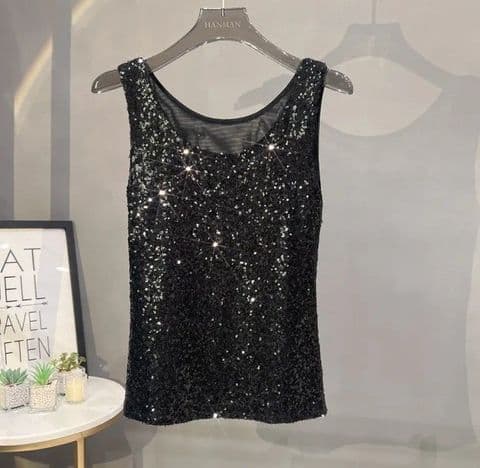 BandS - Casual Sequin Tank Top Black
