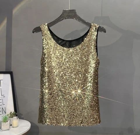BandS - Casual Sequin Tank Top Gold