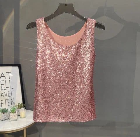 BandS - Casual Sequin Tank Top Pink