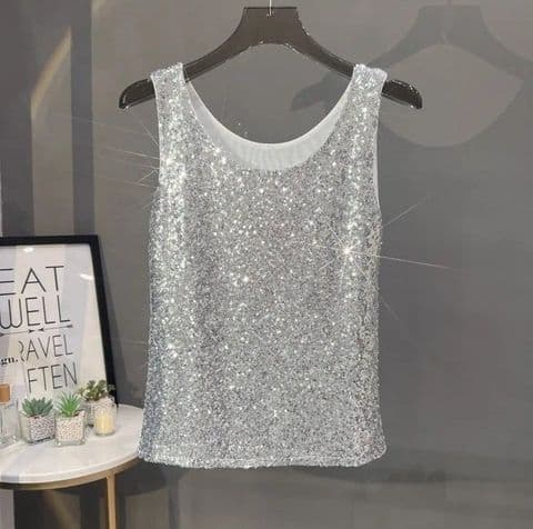 BandS - Casual Sequin Tank Top Silver