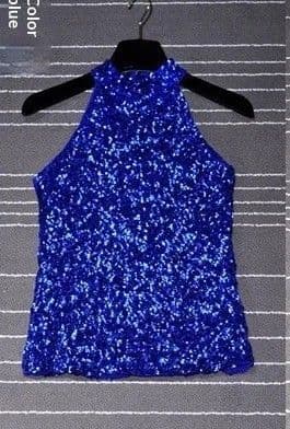 BandS - Cinched Neck Top With Sequins Blue