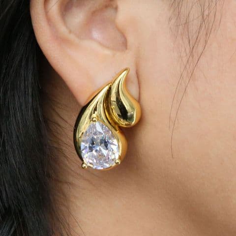 BandS - Copper Water Droplets with Zircon Stud Earings £14.99