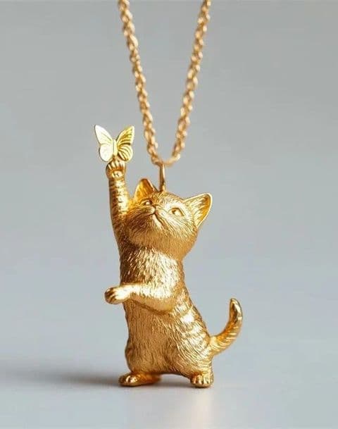 BandS - Cute Cat with A Butterfly Pendant £14.99