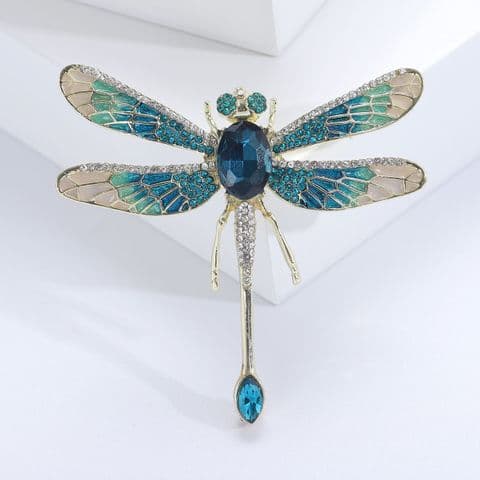 BandS - Dragonfly Alloy Broach Gold Background Blue £14.99