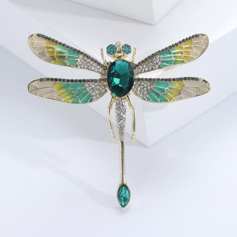 BandS - Dragonfly Alloy Broach Gold Background Green  £14.99