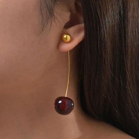 BandS - Elegant Black Cherry Resin Drop Earrings 2 £14.99