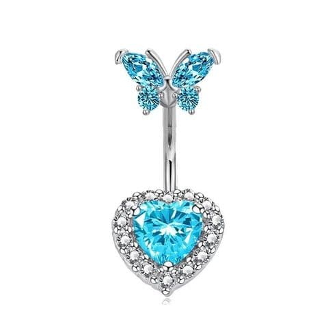 BandS - Elegant Blue Heart Shape with Butterfly Belly Bar £14.99