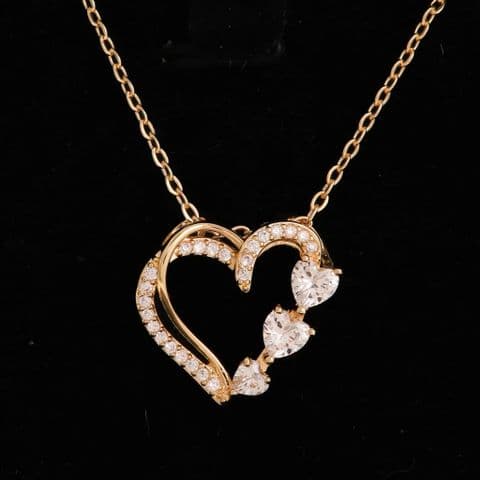 BandS - Elegant Double Rhinestone Heart Pendant £14.99