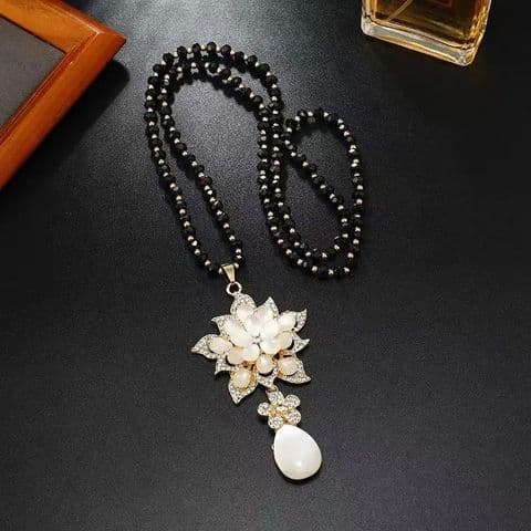 BandS -  Elegant Long Sweater Chain Necklace Ivory £29.95