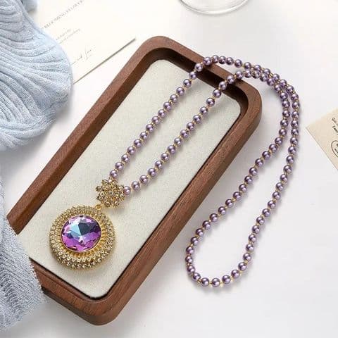 BandS - Elegant Long Sweater Necklace Purple Garden £29.95
