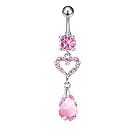 BandS - Elegant Pink Heart Shape Belly Bar £14.99