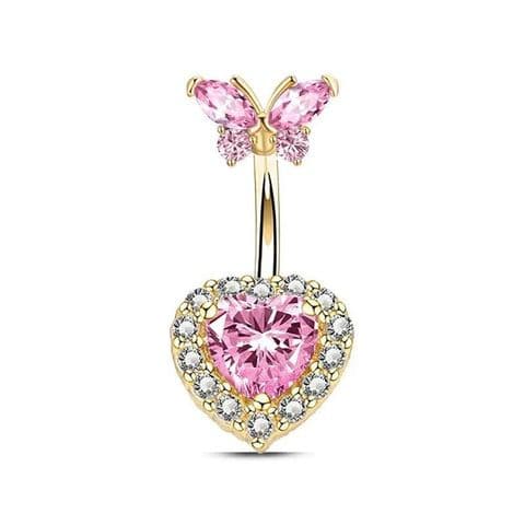BandS - Elegant Pink Heart Shape with Butterfly Belly Bar £14.99