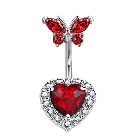 BandS - Elegant Red Heart Shape with Butterfly Belly Bar £14.99