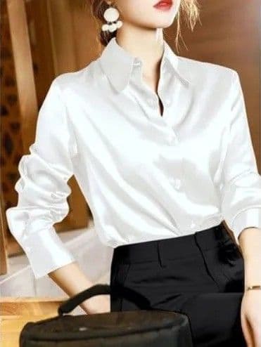 BandS - Elegant Satin Plain Colour White