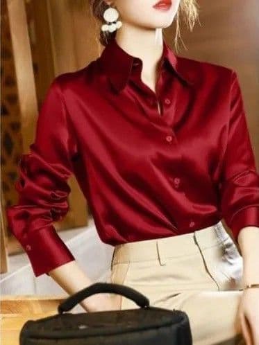 BandS - Elegant Satin Plain Colour Wine Red