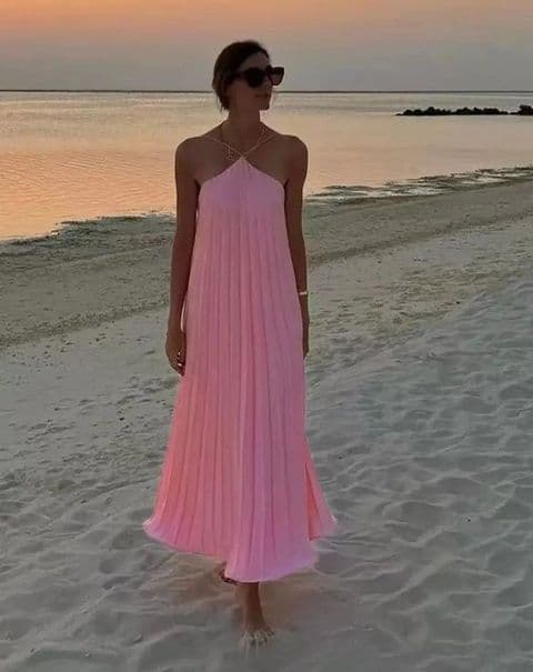 BandS - Elegant Summer Wrap Dress Pink