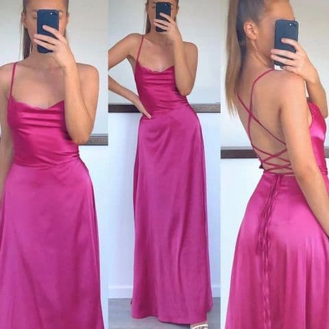 BandS - Elegant Thin Strap Pink Dress