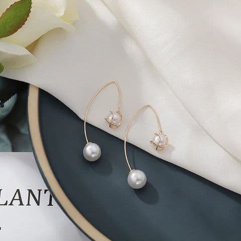 BandS - Elegant Two Pearl Design Statement Earrings £14.99