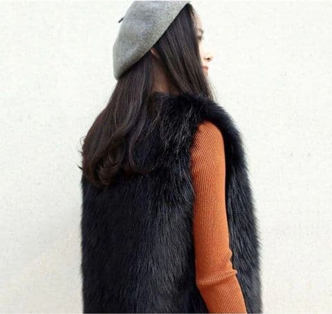 BandS - Faux Fur GiletBlack