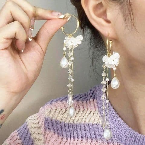 BandS - Floral Petal & Pearls Design Statement Earrings £14.99