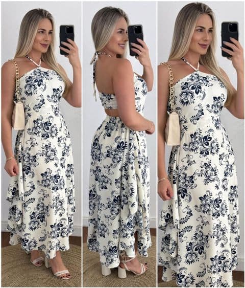 BandS - Flower Print Dress White