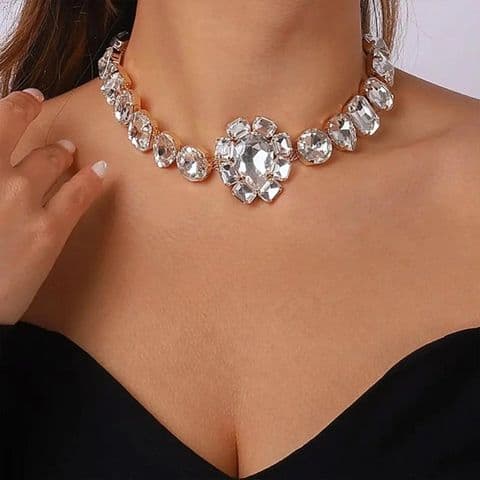 BandS - Flower Rhinstone Choker Necklace £29.95