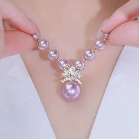 BandS - French Purple Crystal Pearl Necklace £14.99