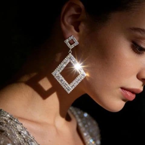 BandS - Geometric Drop Earrings With Claw Setting Earrings £14.99