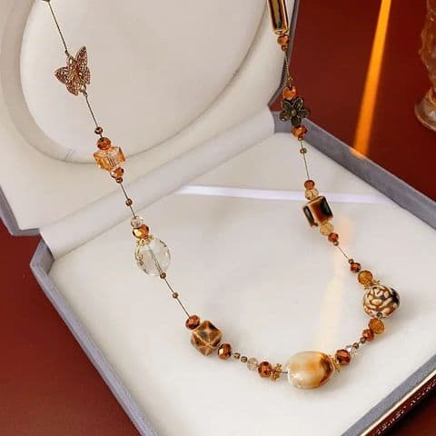 BandS - Glass Ceramic Butterfly Beaded Necklace £14.99