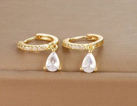 BandS - Gold/Clear Drop Earrings £14.99